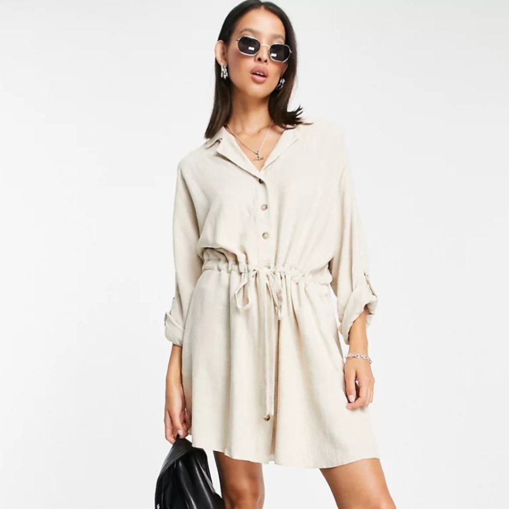 Topshop linen flippy shirtdress